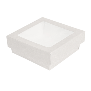 caja con tapa y ventana blanca